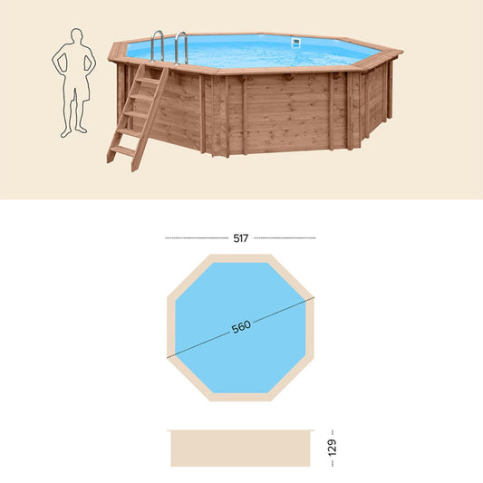 Piscina in Legno Ottagonale Blue Hawaii
