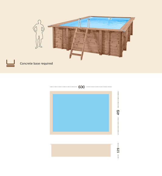 Dimensioni Piscina in Legno Rettangolare Summer Oasis