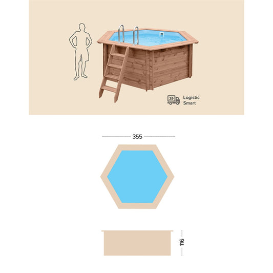 Dimensioni Piscina in Legno Esagonale Summer Joy