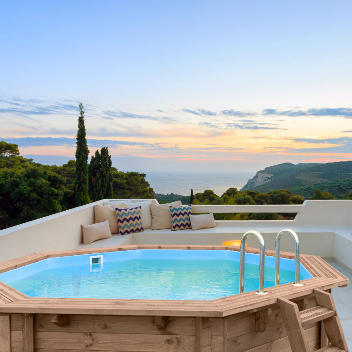 Piscina in Legno Ottagonale Tropical Sunshine