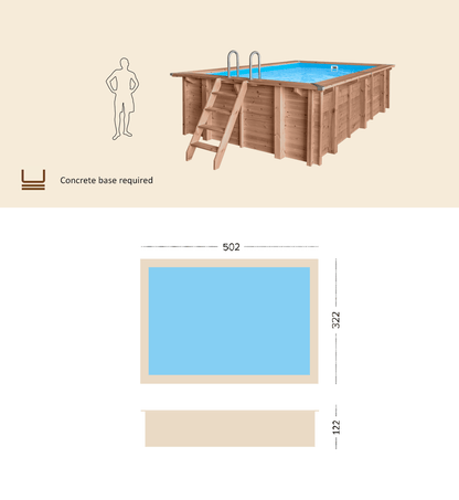 Dimensioni Piscina in Legno Rettangolare Amber Charm