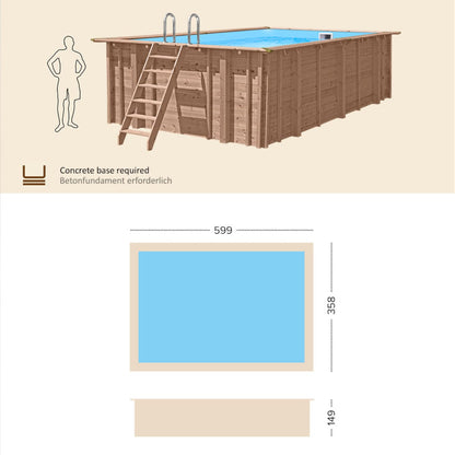 Dimensioni Piscina in Legno Rettangolare Baltic Harmony