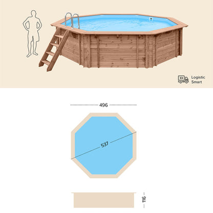 Dimensioni Piscina in Legno Ottagonale Exotic Sunset 
