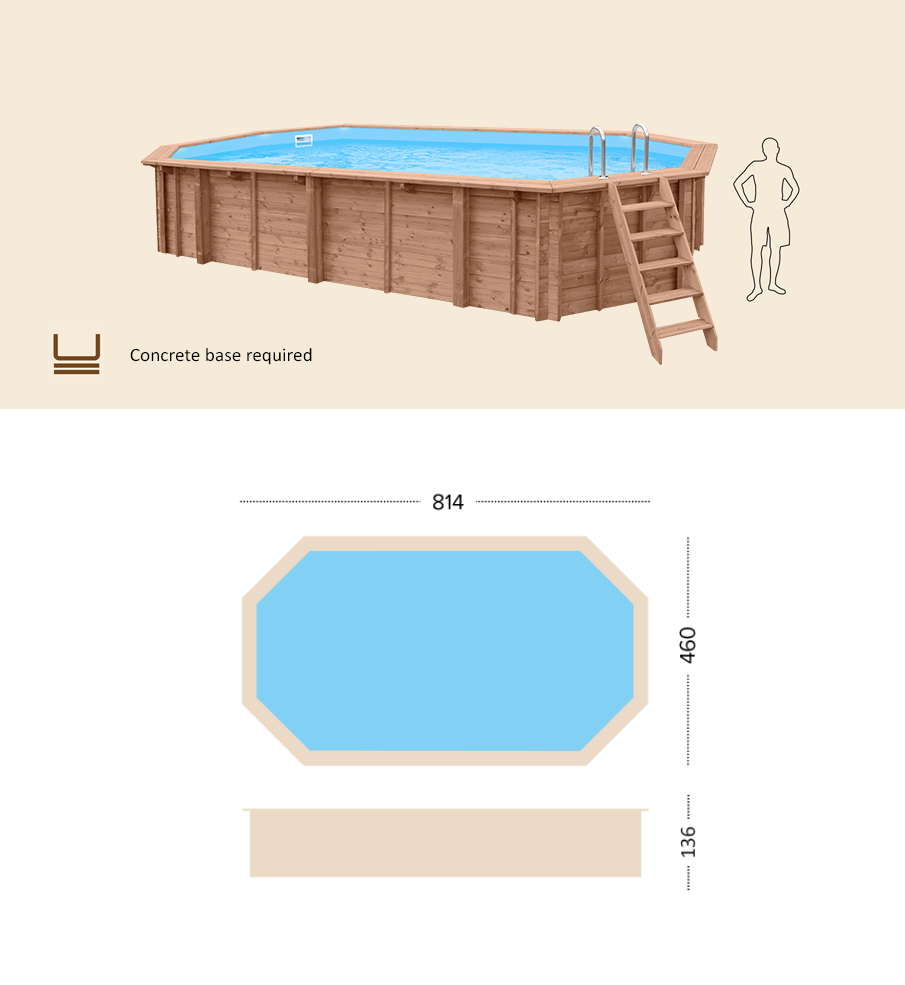 Dimensioni Piscina in Legno Ovale Pacific Paradise