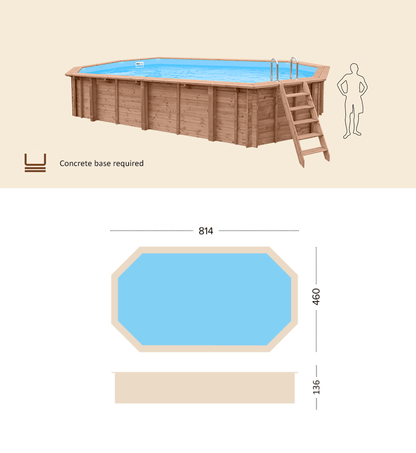 Dimensioni Piscina in Legno Ovale Pacific Paradise