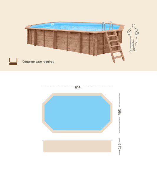 Dimensioni Piscina in Legno Ovale Pacific Paradise
