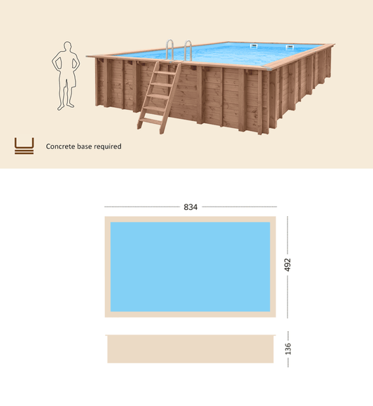 Dimensioni Piscina in Legno Rettangolare Pearl Of South
