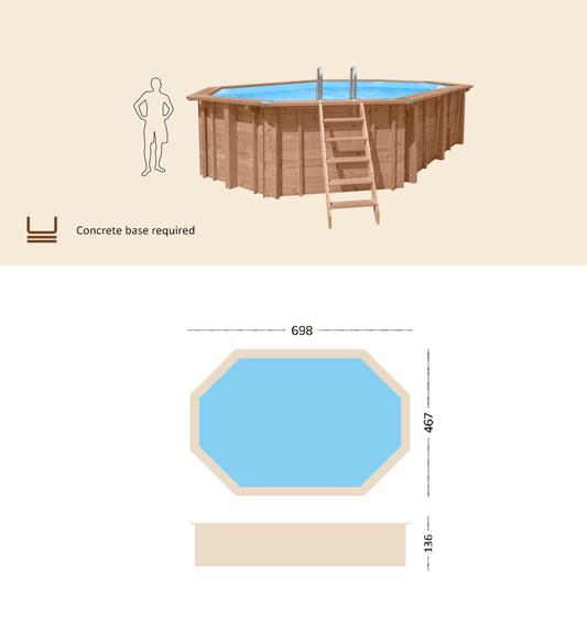 Dimensioni Piscina in Legno Ovale Vacation Eden