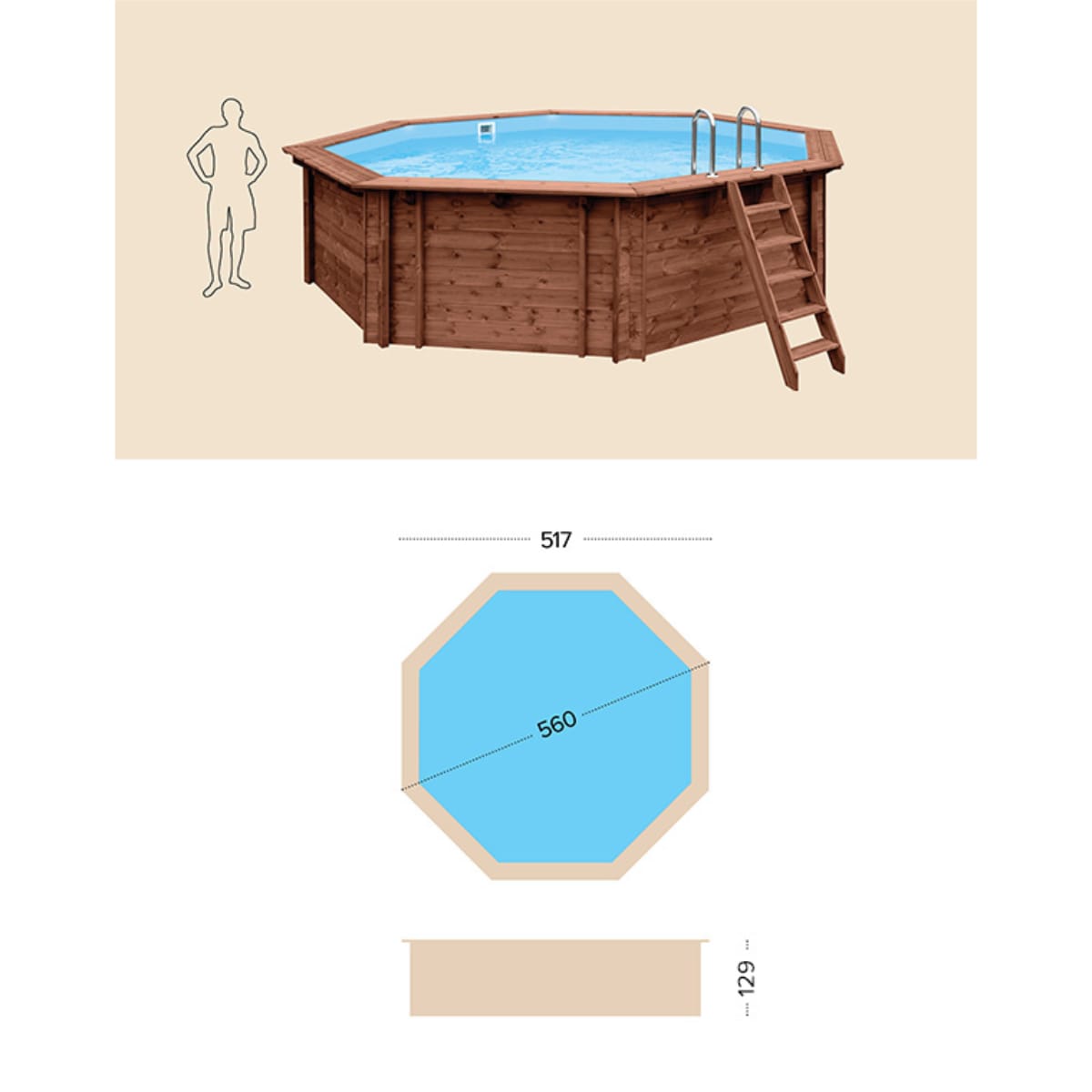 Piscina in Legno Ottagonale Premium Mauritius
