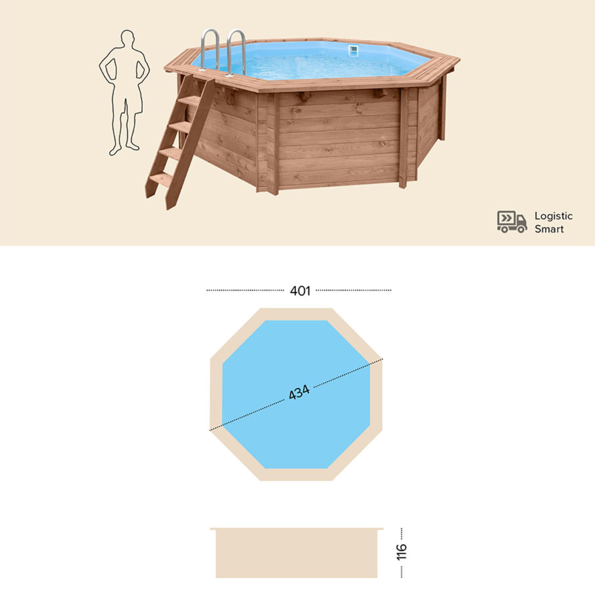Piscina in Legno Ottagonale Tropical Sunshine
