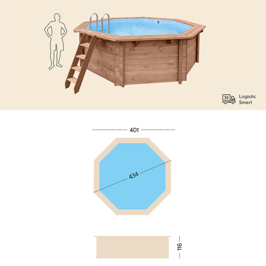 Piscina in Legno Ottagonale Tropical Sunshine